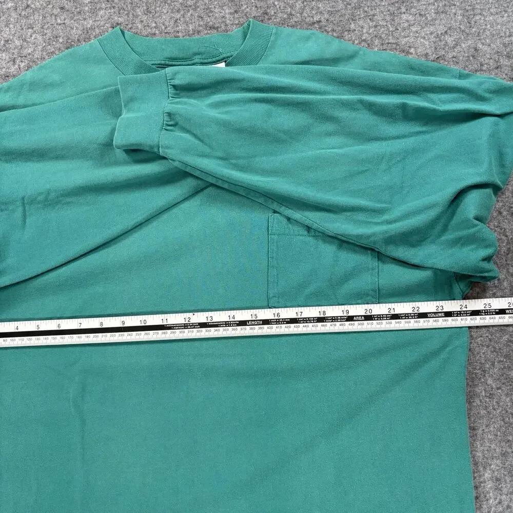 Vintage Disney Store Mickey Mouse Spring Pocket Long Sleeve T Shirt XL Teal